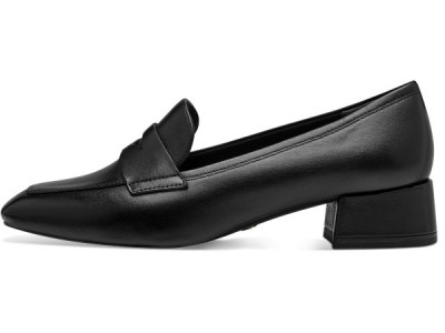 Tamaris γυναικείο loafer μοκασίνι δερμάτινο με χαμηλό τακούνι σε μαύρο χρώμα 1-24309-42 003 Black Leather