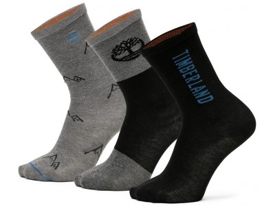 Timberland κάλτσες σε πακέτο τριών τεμαχίων χρώμα γκρι ,μαύρο, μπλε 3pk Fresh Mountain Crew Gift Box TB0A2PUZ 001 39'42