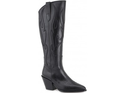 Alpe γυναικεία μπότα δέρμα καουμπόικη cowboy boots σε μαύρο χρώμα 2165 05 Negro