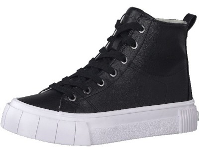 Tamaris γυναικείο sneaker μποτάκι τύπου  converse δέρμα μαύρο 1-25232-38 020 Black Matt 
