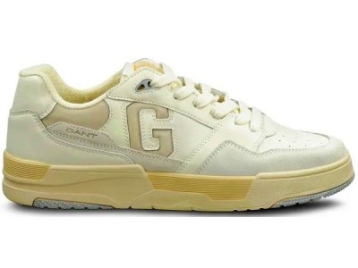 Gant ανδρικό sneaker λευκό δερμάτινο με μπεζ λεπτομέρειες Brookpal 28633471 G255 White/off white