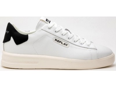 Replay ανδρικό sneaker δέρμα λευκό χρώμα GMZ40.000.C0011L RZ4O00011L Univeristy Prime 2 0062 White Black