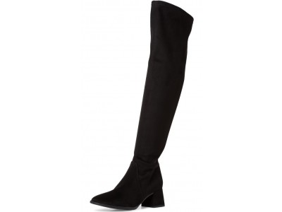 Tamaris γυναικεία μπότα καστόρι πάνω από το γόνατο με τακούνι μαύρη 1-25544-29 001 Black