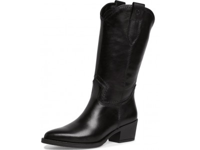 Tamaris γυναικεία μπότα καουμπόικη cowboy boots σε δέρμα χρώματος μαύρο 1-25701-41 001 Black
